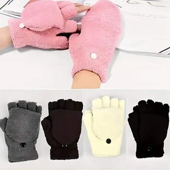 1 пара перевернутых теплых перчаток, эластичных перчаток на половину пальца, согревающих запястья, коротких перчаток без пальцев, подходящих для зимнего использования