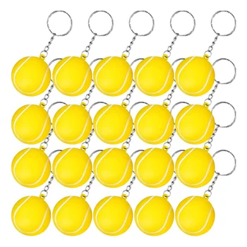 20 упаковок желтых брелков с теннисным мячом для вечеринок, школьных наград на карнавале, наполнителей для подарочных сумок для вечеринок, спорта