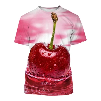 2023 Fruit Cherry Забавная повседневная футболка с 3D-принтом, модная футболка унисекс