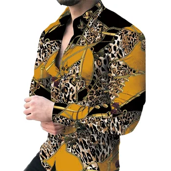 2023 Весна Осень Новый Мужской Кардиган С 3D Принтом, Повседневная Рубашка Поло С длинным Рукавом, Мужская Рубашка, Мужской Топ