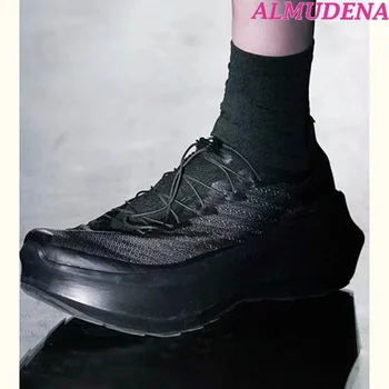 2023 Новые женские черные кроссовки на платформе, белая роскошная дизайнерская дышащая спортивная обувь на шнуровке, летняя обувь для подиума, бесплатная доставка