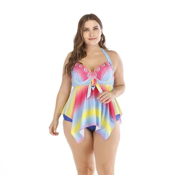 2023 Сексуальное платье для плавания + бикини-боттом, женский костюм-двойка, купальники, женский купальник большого размера XL-5XL