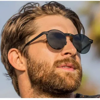 2024, Новые модные черные круглые складные солнцезащитные очки для мужчин, роскошный брендовый дизайн, легкий стиль, Женские складные солнцезащитные очки