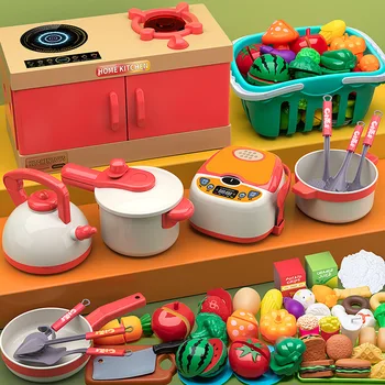 2024 Новый набор детских кухонных игрушек для девочек, имитирующий домашнюю кухню, Кухонная плита, Интерактивный подарок для детского фестиваля