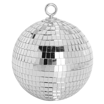 30 см, зеркальный шар для дискотеки, сценические зеркальные шары для вечеринок, серебряные с подвесными кольцами для танцев, Дня рождения, дома