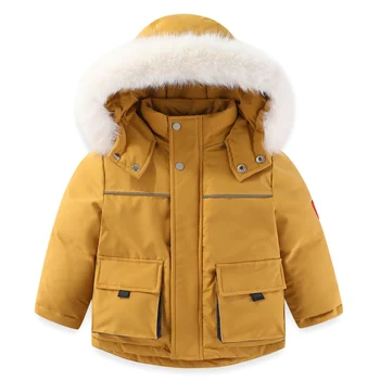 -30C Новые зимние пуховые хлопковые куртки для девочек, одежда для мальчиков, толстое теплое пальто с капюшоном, детская парка, детская одежда, верхняя одежда, зимний костюм
