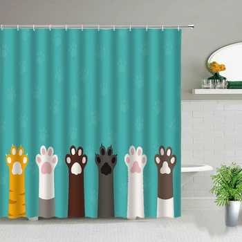 3d Водонепроницаемая занавеска для душа с принтом собачьей лапы из полиэстеровой ткани для детей, декор для ванной комнаты, занавески для ванны с 12 крючками