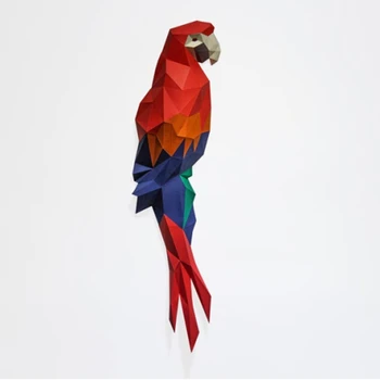 3D Обои Ара Шаблон животного Оригами Сделай САМ Низкополигональный Попугай Домашняя стена Deocr Птица Бумажная модель Игрушки ручной работы Подарки для взрослых