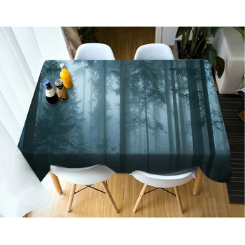 3D скатерть с рисунком лесных природных пейзажей, Моющаяся хлопчатобумажная ткань, Утолщающая прямоугольную и круглую свадебную скатерть для стола