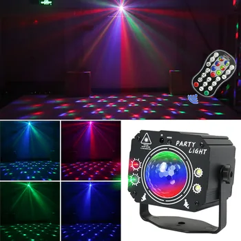 4-в-1 DJ Stage Light Disco Light Party USB Mini С голосовым управлением Красный и зеленый Стробоскоп Клубный Сценический эффект Праздничное оформление