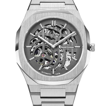 40-миллиметровые роскошные автоматические часы, мужские механические наручные часы со скелетом, спортивные часы Daniel Gorman, водонепроницаемые светящиеся часы лучшего бренда
