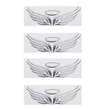 4X 3D Хромированная Наклейка С Крылом Ангела Термоаппликация Авто Эмблема Автомобиля Термоаппликация Украшения Серебристый Цвет