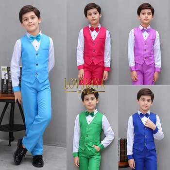 4шт. Официальные жилетные костюмы для мальчиков, комплекты детской одежды, наряды для выступления на свадебном пианино от 3 до 12 лет