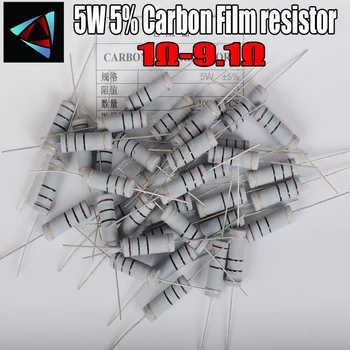 5шт 5 Вт 5% Углеродный пленочный резистор 1R ~ 1 М 1 1.2 1.5 1.8 2 2.2 2.4 2.7 3 3.3 3.6 3.9 4.3 4.7 5.1 5.6 6.2 6.8 7.5 8.2 9.1 ом