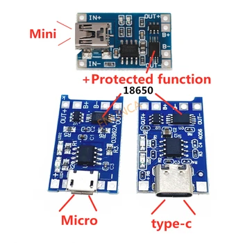 5ШТ 5V 1A Micro Mini Type-C USB 18650 Плата для зарядки литиевой батареи Модуль зарядного устройства + защита Двойные функции TP4056