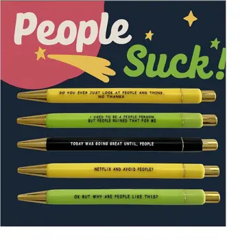 5шт забавных ручек с бумагой, разных цветов, выдвижная шариковая ручка, черные чернила 1,0 мм, Быстросохнущая средняя точка