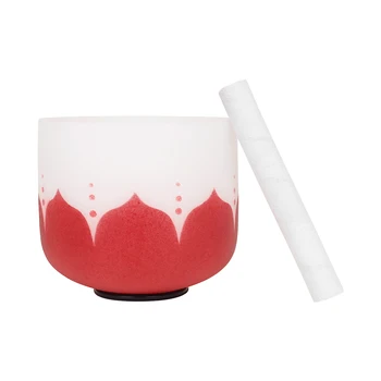 8-дюймовая поющая чаша из белого и красного матового кварца, хрустальная поющая чаша, молоток без резинового кольца, палочка для снятия стресса, йога-медитация