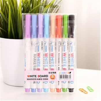 8 цветов/коробка, маркеры для сухого стирания с низким запахом, набор стираемых ручек для маркеров для белой доски, ультратонкий наконечник, разные цвета