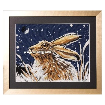 Amishop Gold Collection Милый Набор для счетной вышивки крестиком Зимний Снежный кролик Заяц Домашнее животное в Лунную ночь