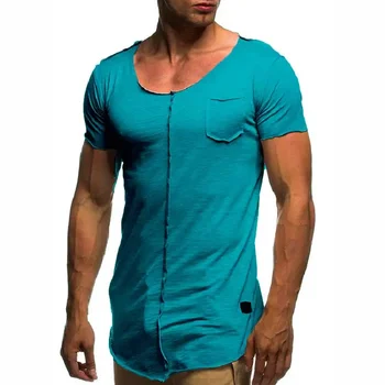 B1713 Однотонная мужская футболка с коротким рукавом, повседневные летние футболки, мужские футболки для фитнеса