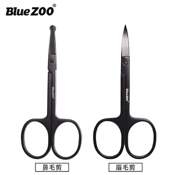 Bluezoo Черные Заостренные Ножницы для бровей с круглым носом 9 см Для волос на лице Борода Косметические ножницы из нержавеющей стали
