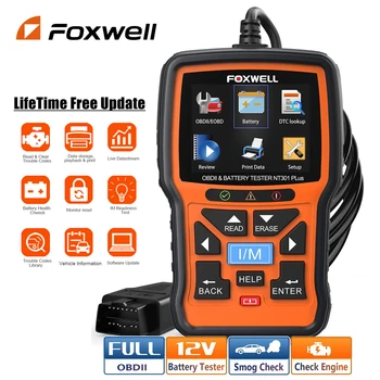 FOXWELL NT301 PLUS CAN OBD2 Считыватель автомобильного кода Тестер Батареи Инструменты Автомобильного Сканера Проверка Двигателя OBD2 Диагностический Инструмент PK ELM327