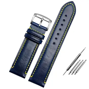 HAODEE для замены Citizen AT8020 JY8078 браслет ремешок из натуральной кожи 23 мм синий ремешок для часов со складывающейся пряжкой браслет