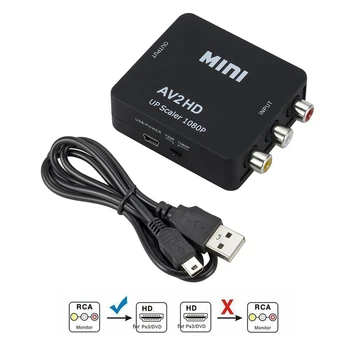 HD 1080P RCA AV-совместимый Композитный Адаптер HDMI Конвертер AV2 Аудио-Видео Кабель CVBS Адаптер с USB-Кабелем Бесплатная Доставка