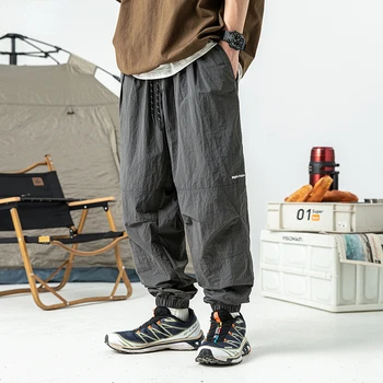 HOUZHOU Techwear, брюки-парашют, Мужские брюки для бега трусцой, Летние быстросохнущие брюки-карго, Мужская свободная Повседневная уличная Японская уличная одежда