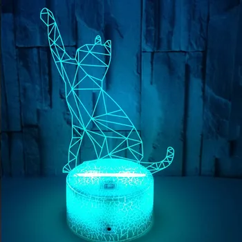 Nighdn Cat Night Lamp Light USB Touch Прикроватная Настольная Лампа 7 Цветов Декор Стола в Раздевалке на День Рождения Рождественский Подарок для Детей Любителей Кошек
