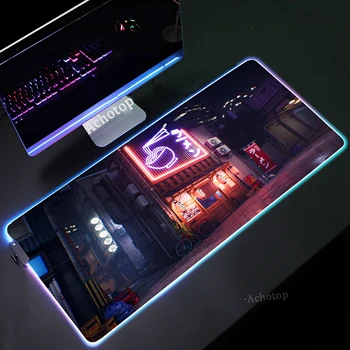 RGB Коврик Для Мыши Neon HD Print Keyboard Коврик Для Мыши Со Светодиодной Подсветкой Настольные Коврики С Фиксирующимся Краем Резиновый Коврик Для Мыши Большой Игровой Ковер Deskmat