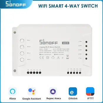 SONOFF 4CH R3/ 4CH PRO R3 4 Банды Умный Модуль WiFi Switch Голосовое Управление Блокировка Постепенного Управления через eWeLink Alexa Google Home