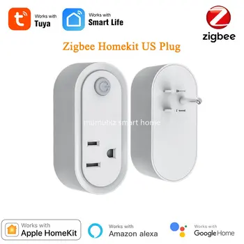 Tuya Smart HomeKit и ZigBee Smart US Socket 15A с функцией учета электроэнергии Vocie Control через Alexa Siri Google Home