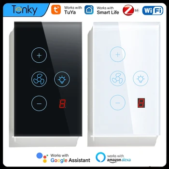Tuya WiFi /Zigbee Пятискоростной Вентилятор Выключатель Света Сенсорный Экран Умный Дом Smart Life Дистанционное Управление Синхронизацией Через Alexa Google Home