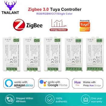 Tuya Zigbee 3,0 Светодиодный Контроллер 2,4 ГГц Для RGB RGBW CCT Светодиодная Лента Поддержка Alexa и Google Assistance Gateway Smart Life DC5V-24V