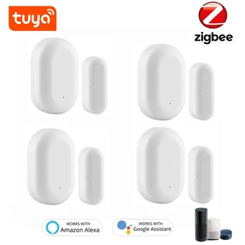Tuya ZigBee Smart Window, Датчик двери, ворот, детектор домашней охранной сигнализации, Голосовое управление, Работа с Alexa Google Assistant