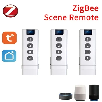Tuya ZigBee Smart Wireless Scene Switch 4 Группы Дистанционного Портативного Пульта Дистанционного управления Концентраторы Zigbee Не Требуют Ограничений В Количестве Управляющих устройств