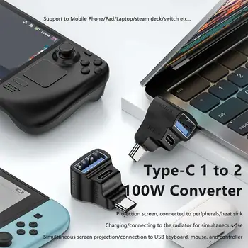 USB-конвертер 90 градусов USB в адаптер Type C, USB 3.0 Адаптер для Macbook Samsung, разъем USB OTG, телефонный адаптер