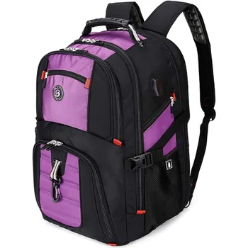 USB-порт для зарядки, рюкзак для колледжа, Одобренная авиакомпанией Деловая рабочая сумка для 17-дюймовых ноутбуков для мужчин и женщин, фиолетовый