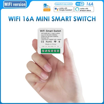 Wifi 16A MINI Smart Switch Поддерживает 2-полосное управление Таймером Беспроводной Переключатель smart Home Automation Совместим с Alexa Google Home