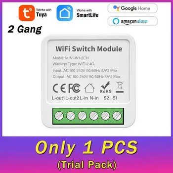 WiFi Smart Mini Switch Tuya Smart 2/3/4 Gang Switch 2-полосный модуль управления выключателем Работает с Alexa Google Home Alice Smart Life