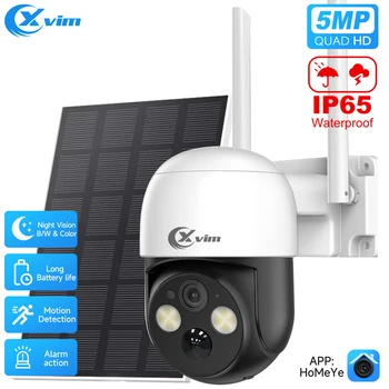 XVIM 5MP Солнечная Камера Наружного Ночного Видения Защита Безопасности 2.5 K Полноцветное/ИК-Видео CCTV Домашняя Камера Видеонаблюдения Surval