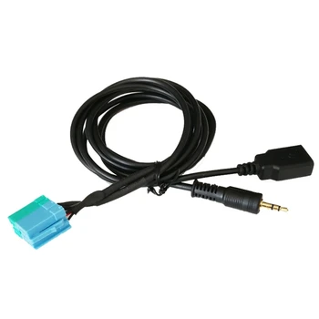 Автомобильный 3,5 мм 14-контактный разъем для подключения музыкального кабеля AUX с входным адаптером USB