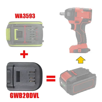 Адаптер-преобразователь GWB20DVL Может использоваться для Worx 20V 5-Контактный интерфейс Зеленый Литий-ионный Аккумулятор включен для Электроинструментов Devon GWB18DVL