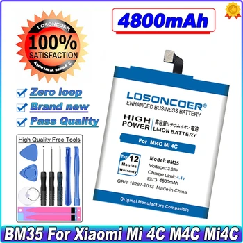 Аккумулятор LOSONCOER 4800mAh BM35 для мобильного телефона Xiaomi 4C Mi4C Mi 4C Battery