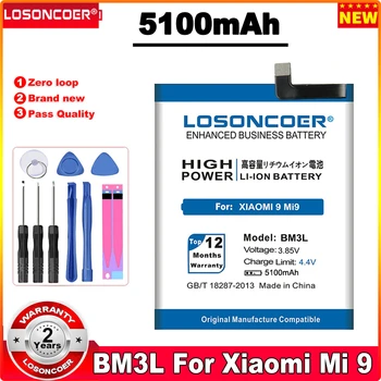 Аккумулятор для телефона LOSONCOER BM3L 5100 мАч для Xiaomi 9 MI9 M9 MI 9 Батареи + Бесплатные инструменты