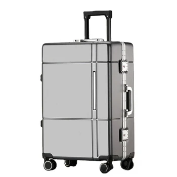алюминиевый багаж Алюминиевая рама, сумка для тренера, дорожный чемодан на колесиках, USB перезаряжаемый maletas viaje, 24-дюймовая переноска