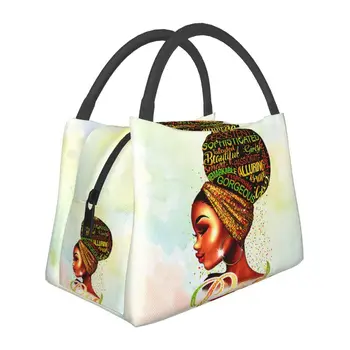 Американские Чернокожие Женщины Африканские девушки Изолированные сумки для ланча, Сменный холодильник, термос для ланча в школу, на работу, в путешествие, сумка для пикника
