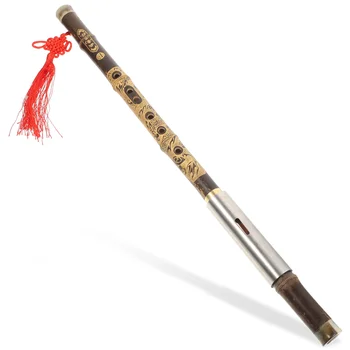 Бамбуковая скульптура Духовой инструмент Bawu Китайская Флейта с клавишей F Вертикальный удар Bawu