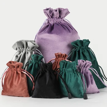 Бархатные упаковочные пакеты Красочный подарочный мешочек на шнурке Свадебные украшения Небольшие карманы для упаковки Кошелек для монет Контейнер Сумка для хранения